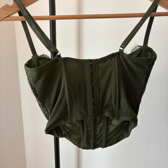 Dark Green Lace Corset Top - Picture 2 of 4